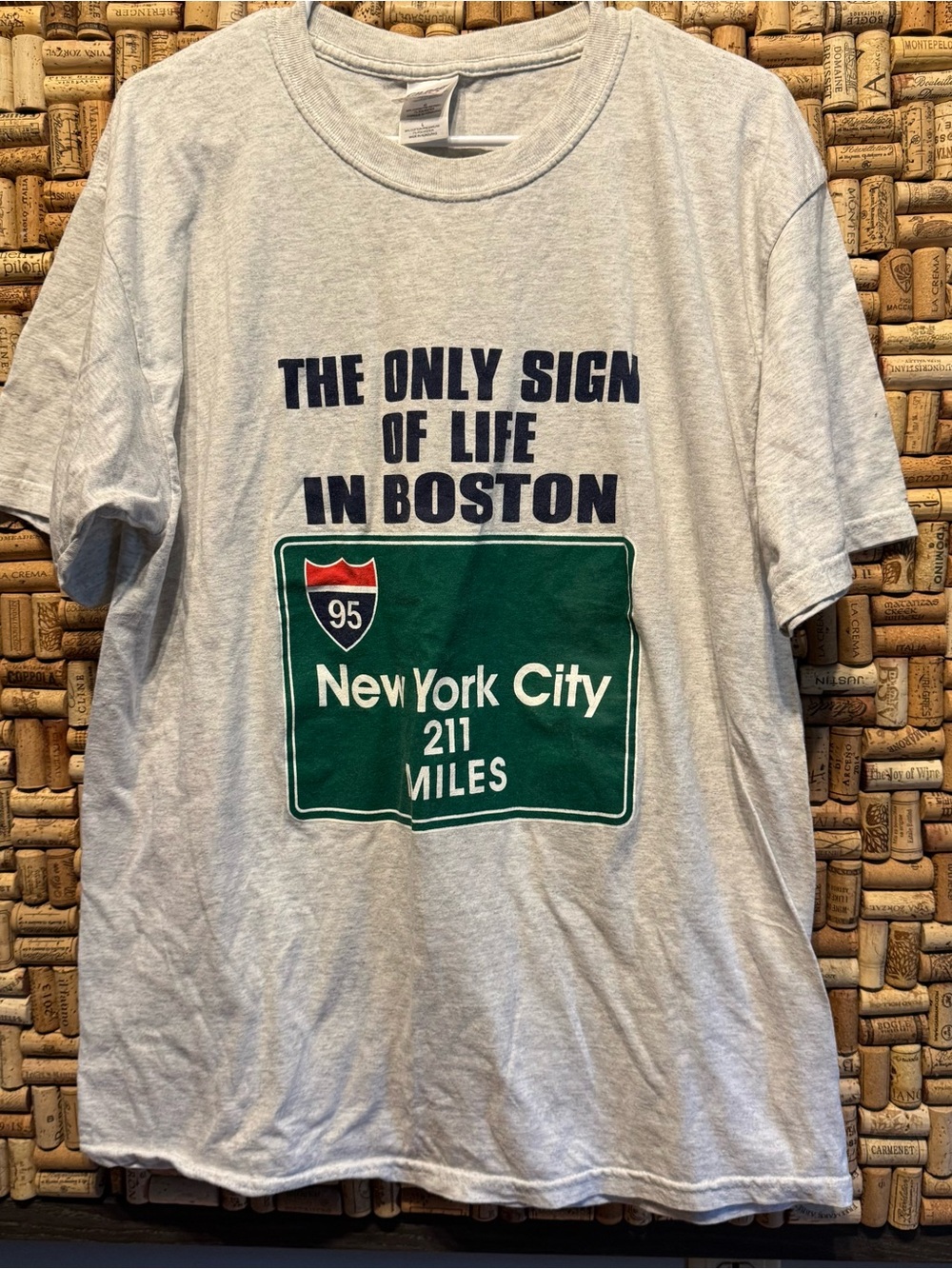 Gray 'The Only Sign of Life in Boston' Graphic Tee - New York City Sign